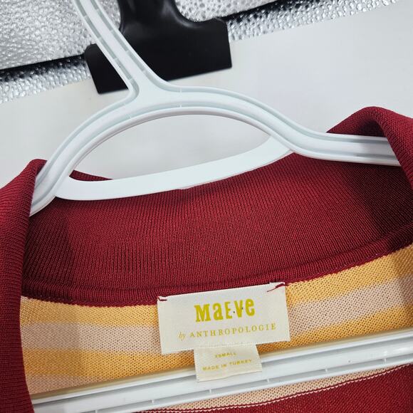 Anthropologie Maeve Sweater Maxi Shirtdress Red Multicolor Striped Button Up XS - Picture 3 of 9